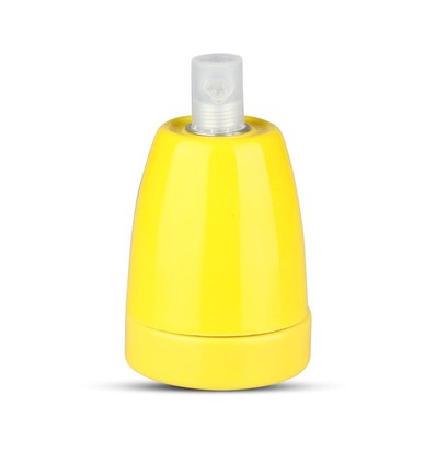 Gul E27 porselensfatning - Max 60W, Ø4,7 x 6,4 cm, IP20 innendørs