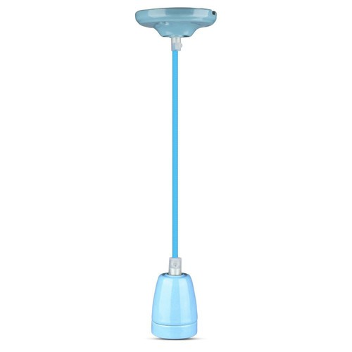 E27 porselensfatningssett, blå - Max 60W, Ø10,5cm, inkl. ledning, pendeloppheng