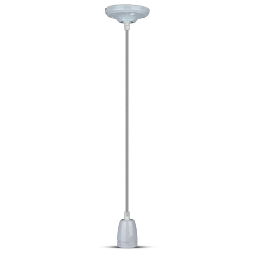 E27 porselensfatning med ledning - Grå, pendeloppheng, max 60W