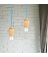 E27 pendeloppheng i tre med blå ledning - Max 60W, elegant design, uten lyskilde