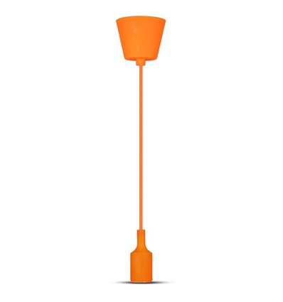 E27 pendeloppheng i oransje silikon, 60W - 100cm, IP20, uten lyskilde