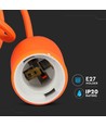 E27 pendeloppheng i oransje silikon, 60W - 100cm, IP20, uten lyskilde