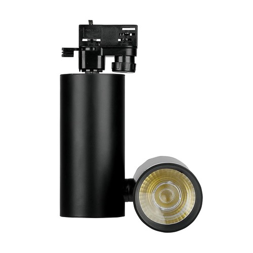 30W 3-faset skinnespot, RA95 - Sort, 6400K, 24 grader, 5 års garanti