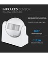 Bevegelsessensor med manuell styring - Hvit, IP44, opptil 300W LED