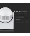 Bevegelsessensor med manuell styring - Hvit, IP44, opptil 300W LED