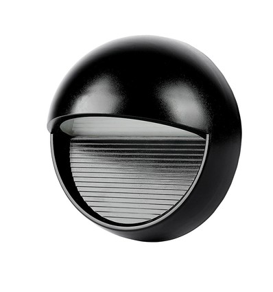 3W LED bedlampe / trappespots - IP65, sort, rund, 210lm, til trapper og ganger