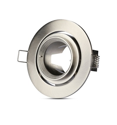 GU10 innfellingsspot med zoom - Satin nikkel, rund, justerbar, aluminium, hull: Ø9,3 cm, mål: Ø10,2 cm
