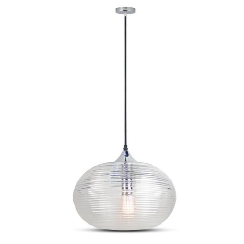 Ø35cm Diamond Cut pendel i glass - Transparent, E27 fatning, max 60W, ekskl. lyskilde