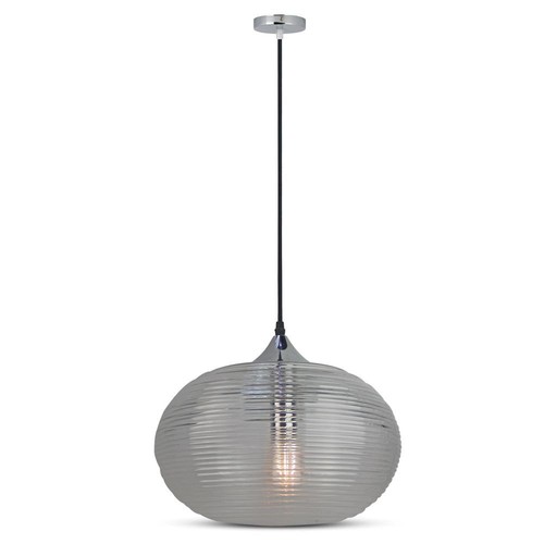 Ø35cm pendel med diamantslipt glass, E27 - Sort, metall, max 60W, uten lyskilde