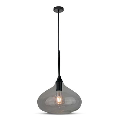 Ø28,5cm pendellampe i sort glass - E27 fatning, max 60W, IP20 innendørs, uten lyskilde