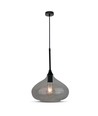Ø28,5cm pendellampe i sort glass - E27 fatning, max 60W, IP20 innendørs, uten lyskilde