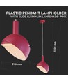 E14 pendeloppheng med rosa aluminiumsskjerm - Max 60W, plast og aluminium, 5 års garanti