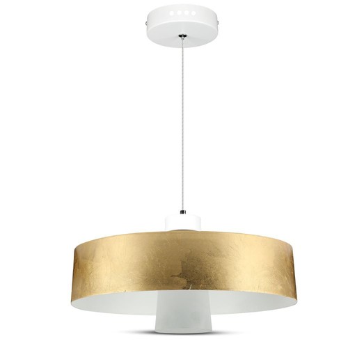7W LED pendel, Ø34cm - Gull, akrylskjerm, 4000K, inkl. lyskilde