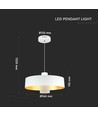 7W LED pendellampe - Ø34cm, hvit akrylskjerm, 120 grader, inkl. lyskilde