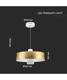 7W LED pendel, gull akrylskjerm - Ø34cm, 3000K, 400lm, IP20