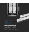 150cm 44W T8 vanntett komplett LED-armatur - IP65, 6400K, 2x22W, kald hvit