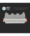 10W LED lineært innfellingspanel - 700lm, 6400K, IP20, hull: 13,8x3,2 cm, hvit kant