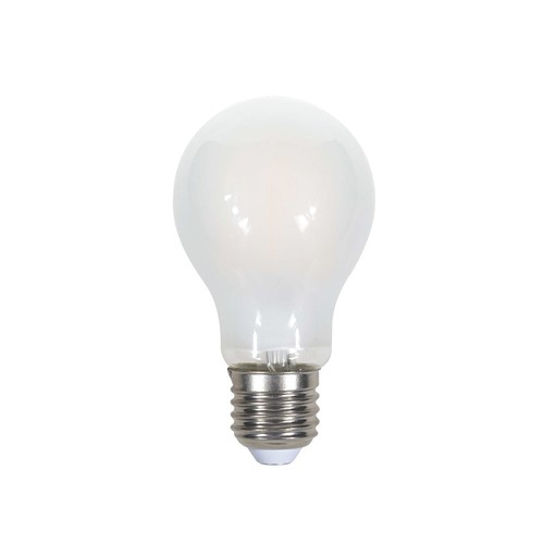 E27 7W A60 LED pære - Matt glass, filament, 840lm, varm hvit