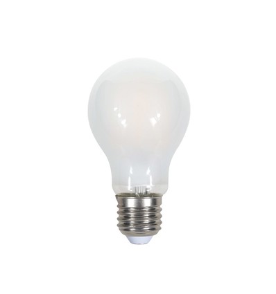 E27 7W A60 LED pære - Matt glass, filament, 840lm, varm hvit