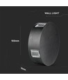 4W rund LED vegglampe - IP65, sort, 3000K, COB LED, inkl. lyskilde