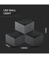 9W LED vegglampe, sort - 990lm, 3000K, IP20, aluminium, innendørs