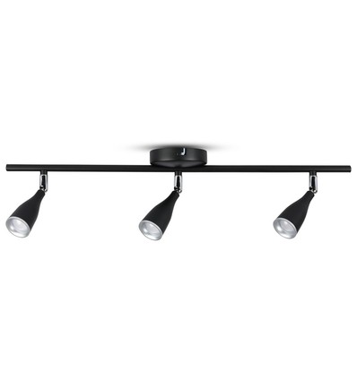 13,5W LED vegglampe med 3 hoder - 1260lm, 3000K, sort finish, inkl. lyskilde