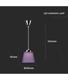 7W LED pendel / taklampe - Krom med lilla skjerm, 4000K, Ø15cm, 90 grader lysvinkel
