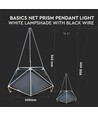 E27 Prism pendellampe - Sort skjerm med hvit ledning, Ø40cm, metall, uten lyskilde