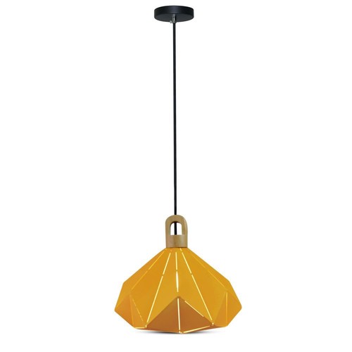 Pastel Wooden Prism pendel, gul - E27 sokkel, 320x270mm, max 60W, 5 års garanti