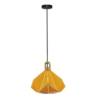 Pastel Wooden Prism pendel, gul - E27 sokkel, 320x270mm, max 60W, 5 års garanti
