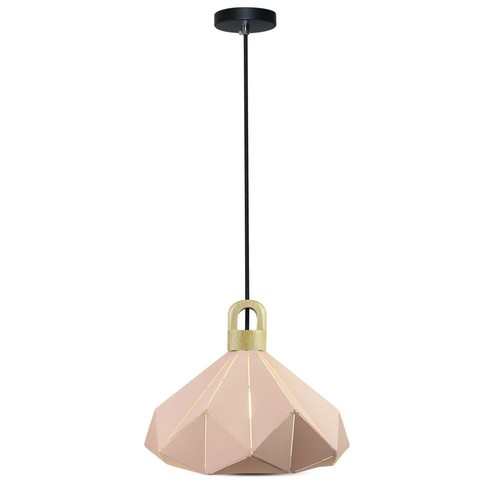 E27 pendel Pastel Wooden Prism - Rosa, Ø32 x 27 cm, uten lyskilde