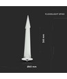 Ø60mm hvit spyd til lyskaster - IP65, aluminium, 26,5cm høyde