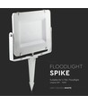 Ø60mm hvit spyd til lyskaster - IP65, aluminium, 26,5cm høyde