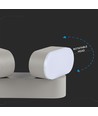 12W dobbel roterbar vegglampe - IP65 utendørs, 2 hoder, grå, 3000K, 1320lm