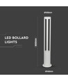 10W pullertlys - LED, 6400K, hvitt hus, 80cm høyde