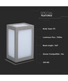 12W LED vegglampe, grå - 750lm, 6400K, IP65, kald hvit
