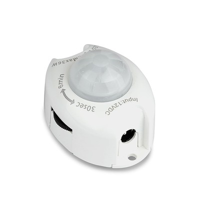Trådløs PIR bevegelsessensor til LED strips - 12V, max 36W, til sengelys, 2.1mm stikk, 3 års garanti