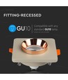 GU10 Firkantet downlight - Off-white med matt rosegull, Hull: 8cm, ekskl. lyskilde og fatning