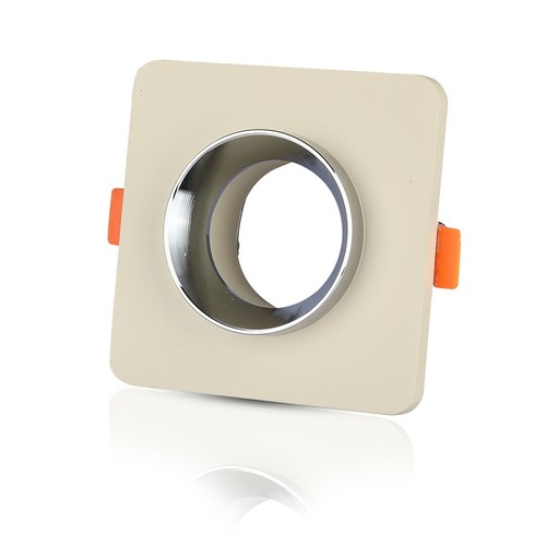 GU10 innfellingsspot i betong - Firkantet, off-white/krom, hull: Ø8cm, uten lyskilde