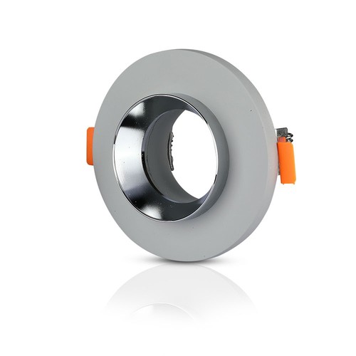 GU10 innfellingsspot i gips - Rund, grå betong med krom, Ø80 mm hull, IP20 innendørs