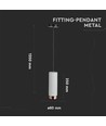 GU10 pendel i gips og metall - Rund, grå med matt rose gold bunn, IP20 innendørs, uten lyskilde