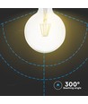 E27 6W LED filament pære - G125, 806lm, 6400K, klart glass, 300°