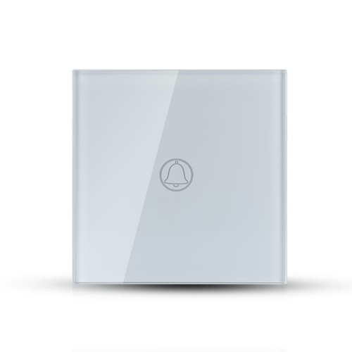 1-trykks touch ringeklokke bryter, hvit - Glass cover, innebygd, IP20 innendørs