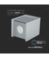 GU10 - grå betong, metall gips overflate med krom bunn (firkantet)