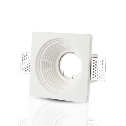 GU10 innfelt spot i gips - Rund, hvit, Ø12,5 cm hull, IP20