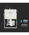 10W LED flomlys med sensor, hvit - Samsung LED, IP65, PIR