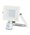 30W LED flomlys med sensor, Samsung LED - IP65, hvit, 6400K