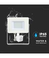 30W LED flomlys med sensor, Samsung LED - IP65, hvit, 6400K