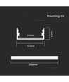 2m Alu profil til LED strips, overflatemontering - Sølv, opal deksel, innvendig bredde 21,5 mm, IP20