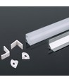 2m hjørne aluprofil med deksel - 15,8x15,8mm, aluminium